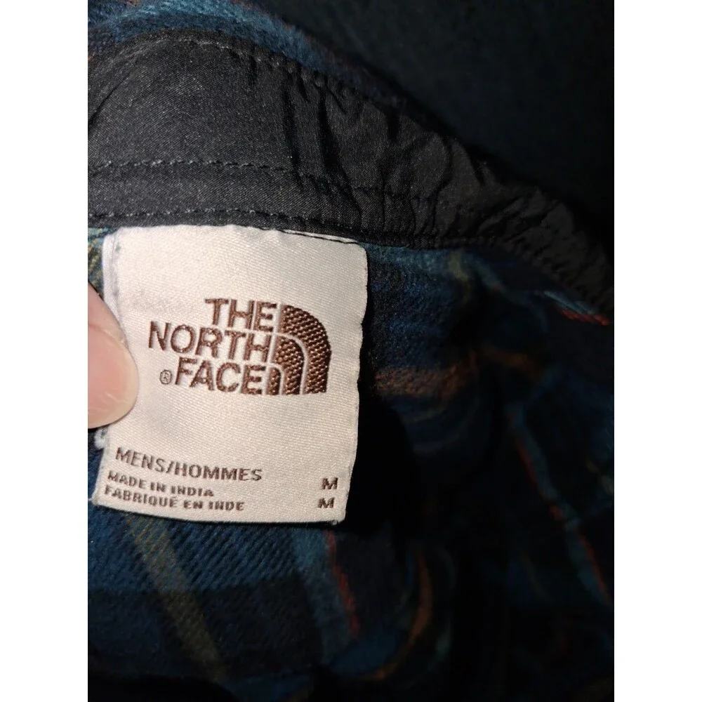 The North Face Men's Medium Blue Plaid Flannel Button Front Shirt Cotton Long...